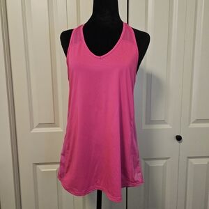 Diadora Bright Pink V-Neck Athletic Racerback Sports Workout Tank Top Sz M